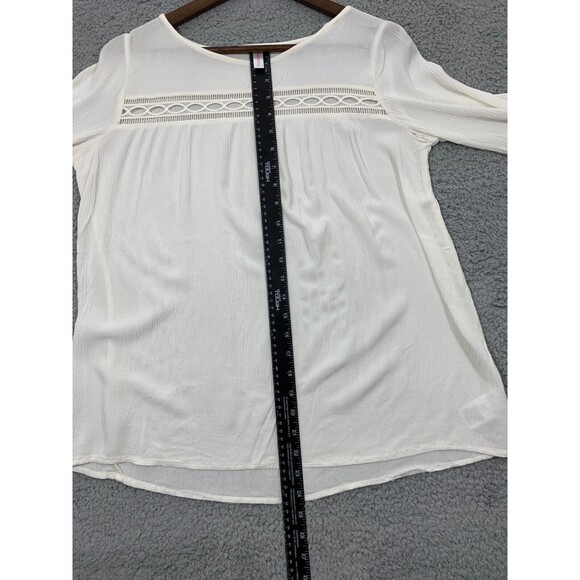 XHILARATION White Flare Sleeve Window Lace Blouse Prairiecore CottageCore Granny - Picture 11 of 13